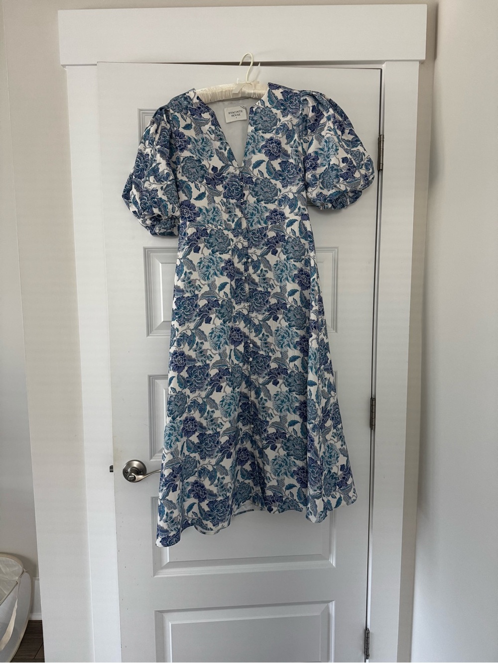 Tuckernuck Hyacinth House - Blue Floral Puff-Sleeve Women’s Dress
